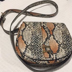 Neiman Marcus private label faux snakeskin bucket